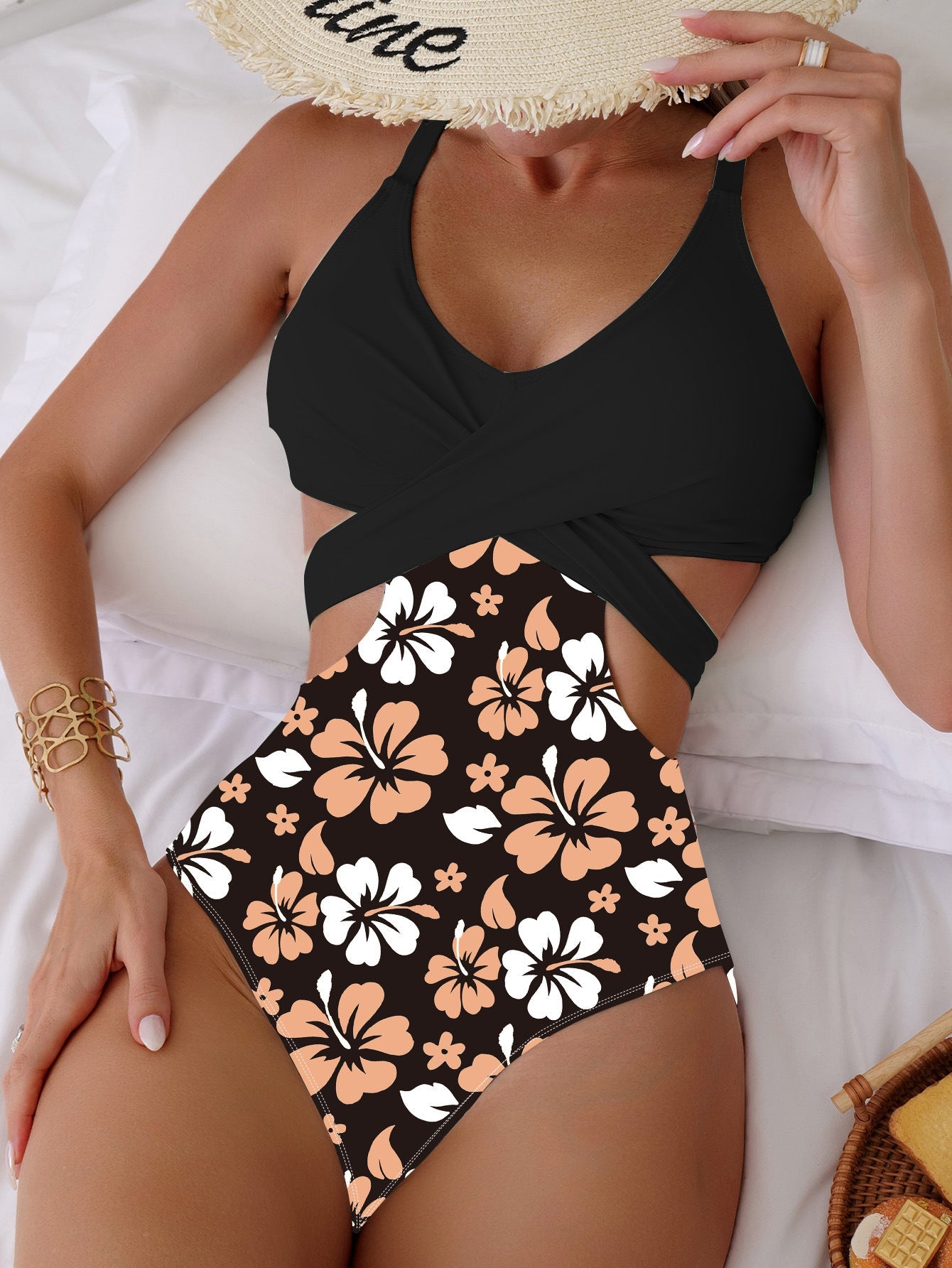 Cutout Print Bikini Set