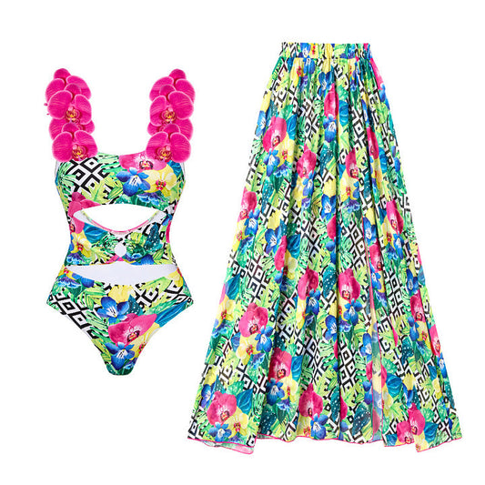 Floral One-Shoulder One-Piece Swimsuit