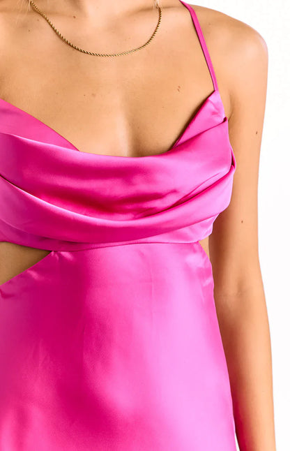Spears Hot Pink Cut Out Party Mini Dress