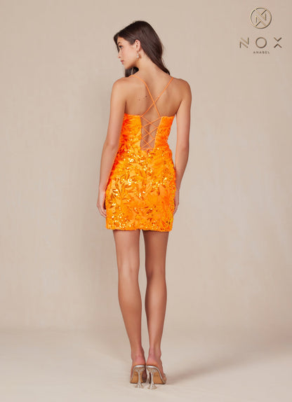 Nox Anabel T864 Homecoming Short Sequin Print Cocktail Dress