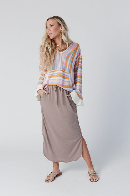 The Nest So Comfy Drawstring Maxi Skirt - Dark Taupe