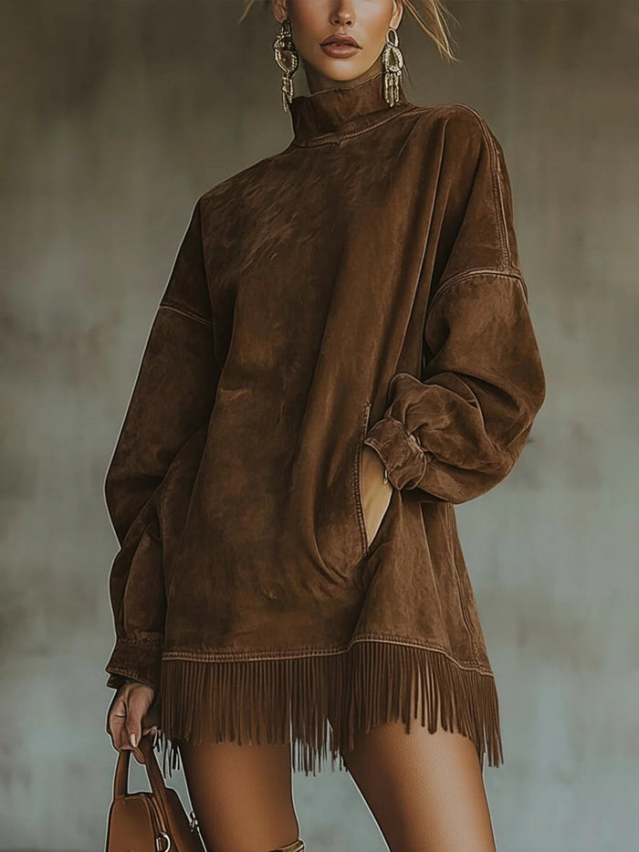 Amalia · High Neck Dress with Fringes