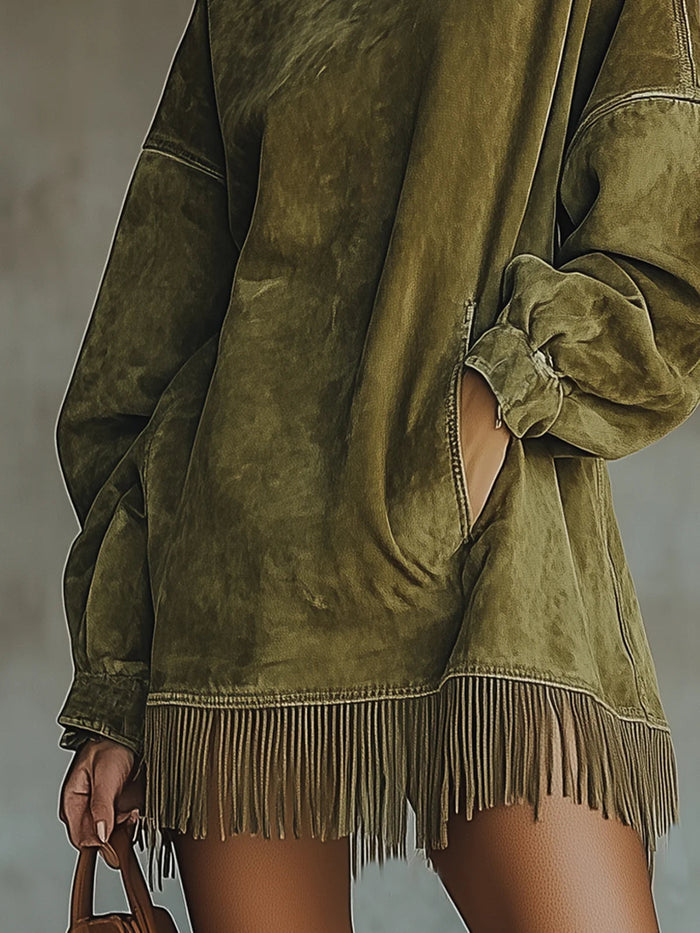 Amalia · High Neck Dress with Fringes