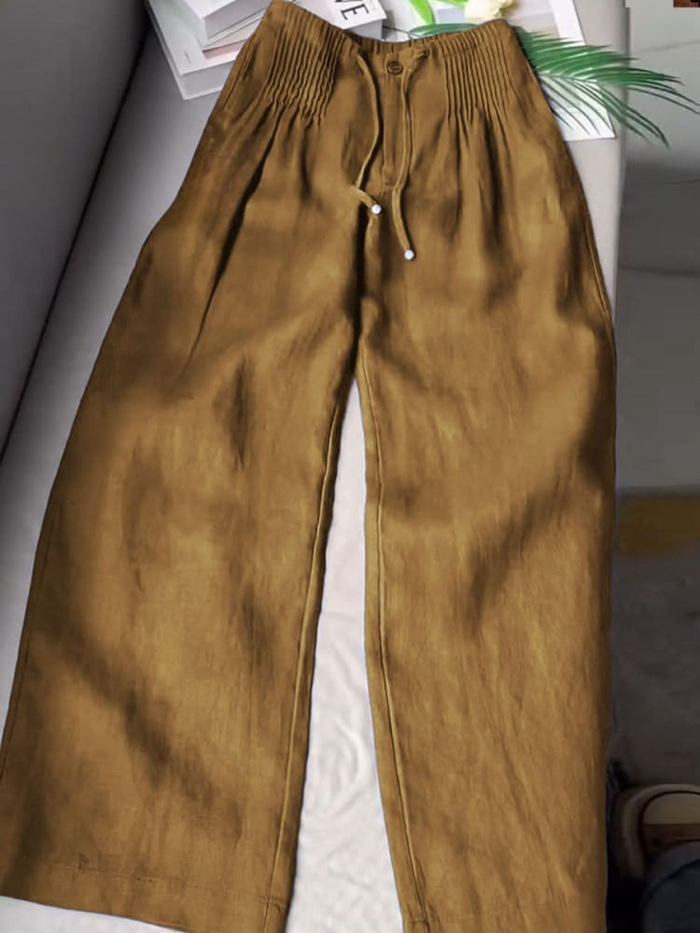 AMELINA – PLEATED LINEN PANTS WITH COMFORTABLE FIT