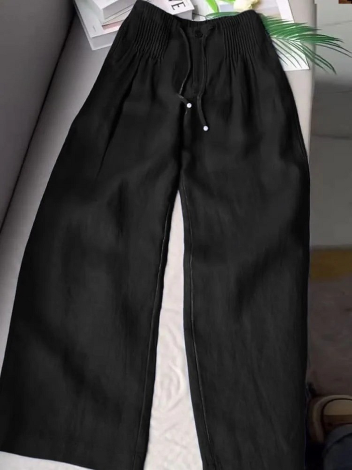 AMELINA – PLEATED LINEN PANTS WITH COMFORTABLE FIT