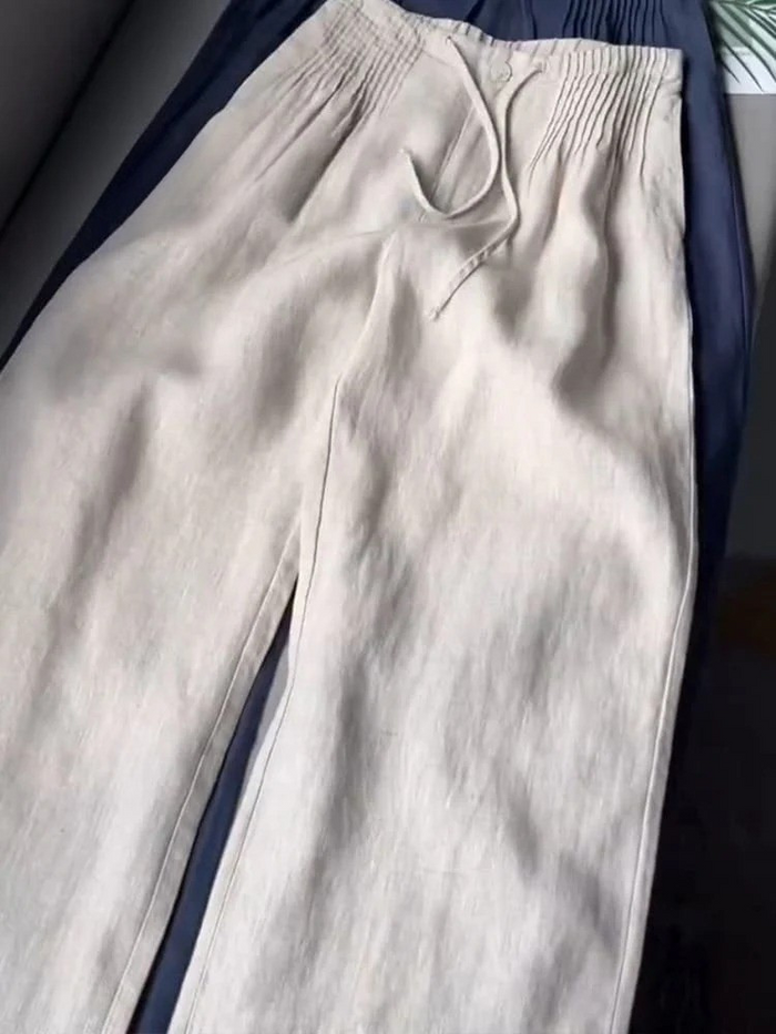 AMELINA – PLEATED LINEN PANTS WITH COMFORTABLE FIT