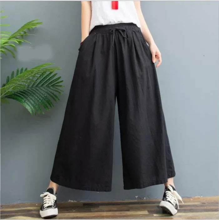 AMELINA – PLEATED LINEN PANTS WITH COMFORTABLE FIT
