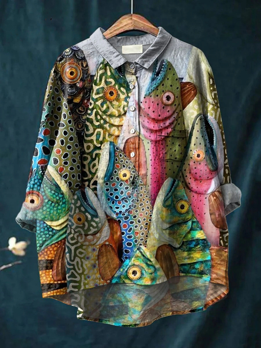 Anneliese | Vintage Fun Fish Art Casual T-Shirt