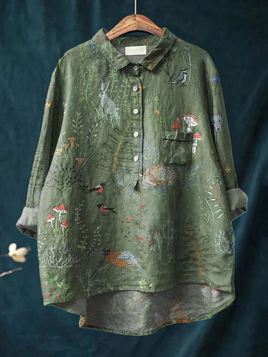 Averill | Repeated Forest and Animals Casual Shirt for Women