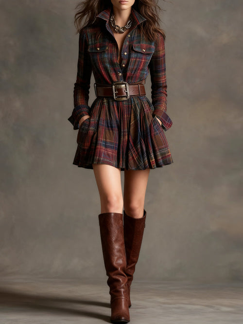 Bárbara · Short Checkered Shirt Dress