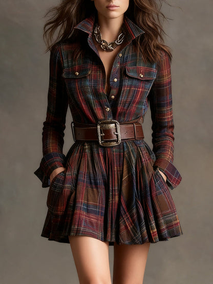 Bárbara · Short Checkered Shirt Dress