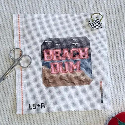 Beach Bum Winter Scene Hand Painted Needlepoint Canvas