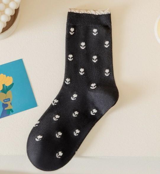 Black Floral Sock