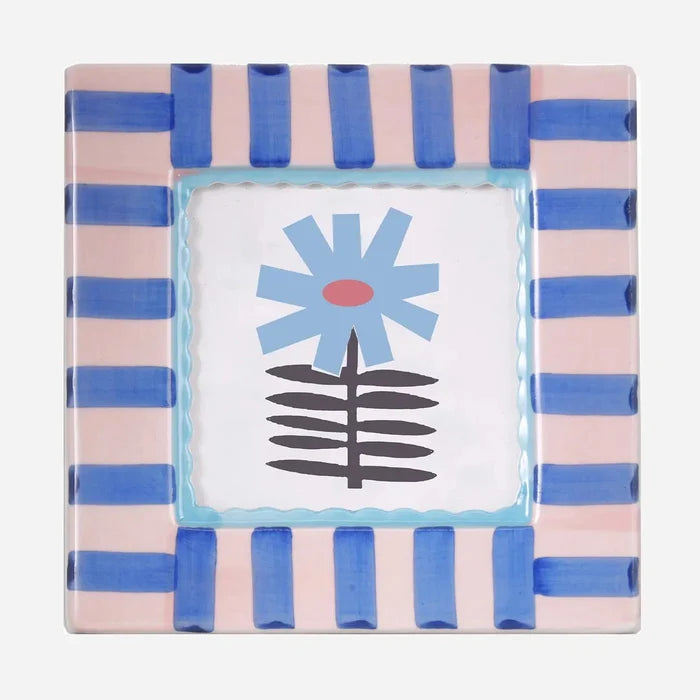 Blue floral stripe frame