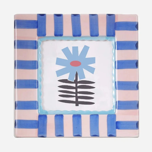 Blue floral stripe frame
