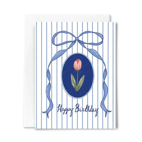 Bow and Tulip Birthday Card