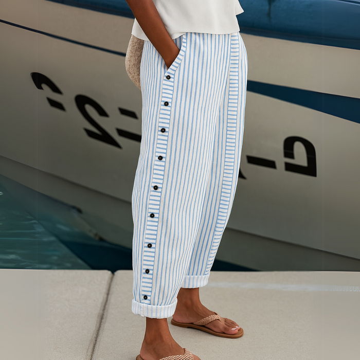 Caitlin | Striped Elegant Pants with Buttons