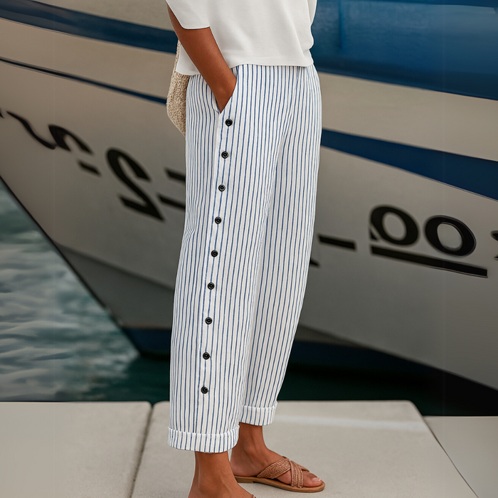 Caitlin | Striped Elegant Pants with Buttons