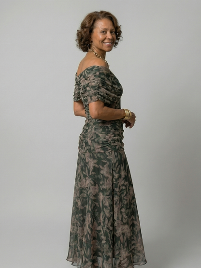 Calen | Off Shoulder Flow Midi Dress