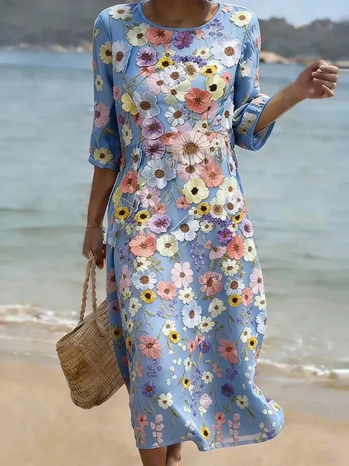 Casual Women's Dress with Floral Print.