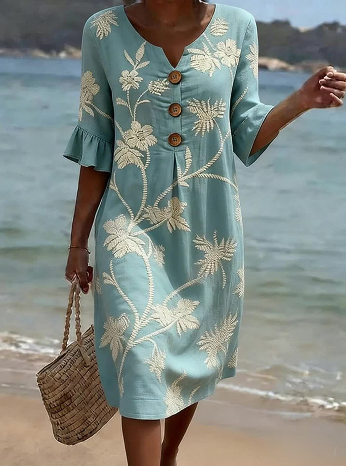 Casual Women's Dress with Floral Print.