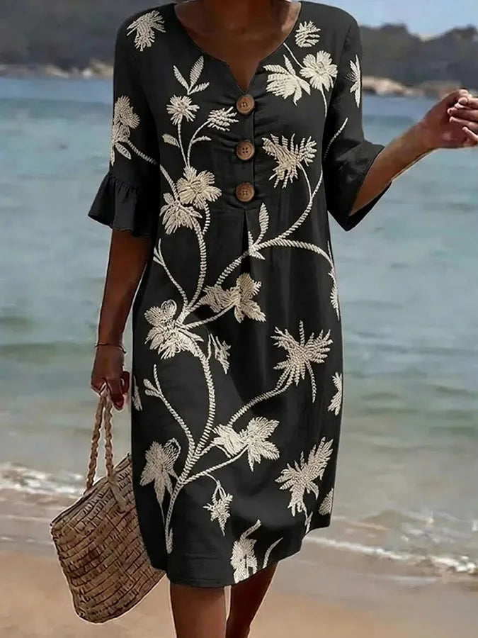 Casual Women's Dress with Floral Print.