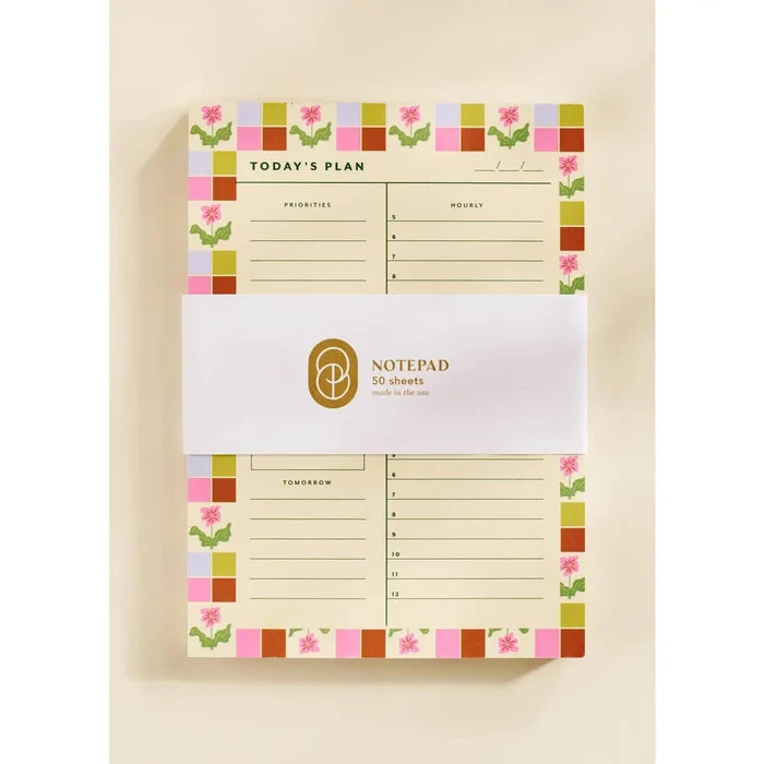 Checkered Flower Daily Planner Notepad