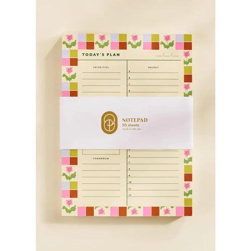 Checkered Flower Daily Planner Notepad