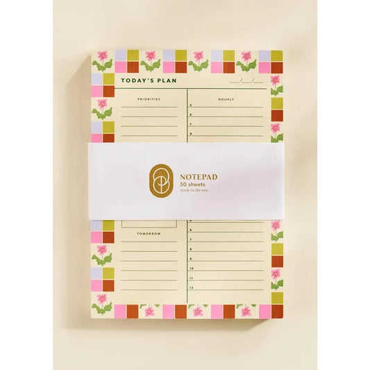 Checkered Flower Daily Planner Notepad