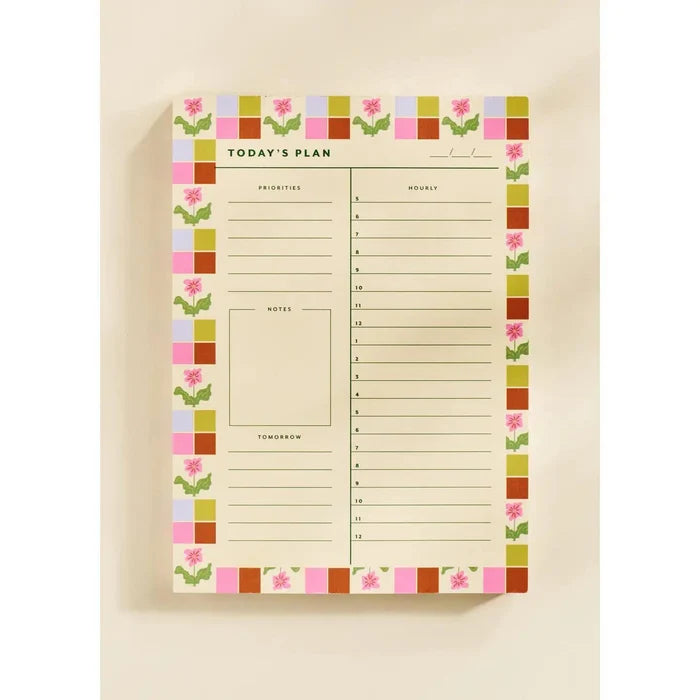 Checkered Flower Daily Planner Notepad