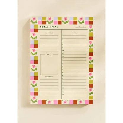 Checkered Flower Daily Planner Notepad