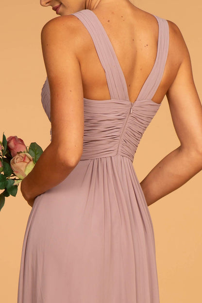 Chiffon Ruched Bridesmaid Long Formal Dress