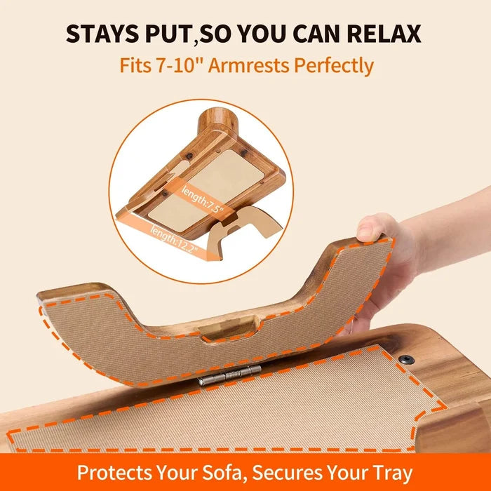 Clip Sofa Armrest Tray with 360° Rotating Phone Holder