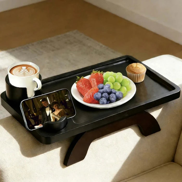 Clip Sofa Armrest Tray with 360° Rotating Phone Holder