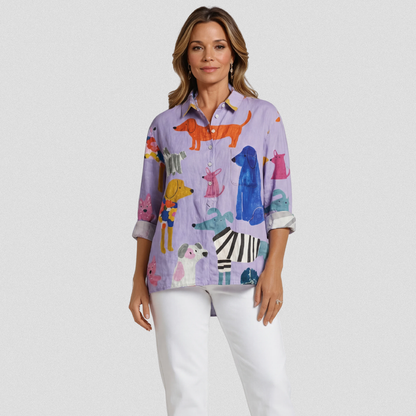 Coralie | Casual Art T-Shirt for Women with Dog