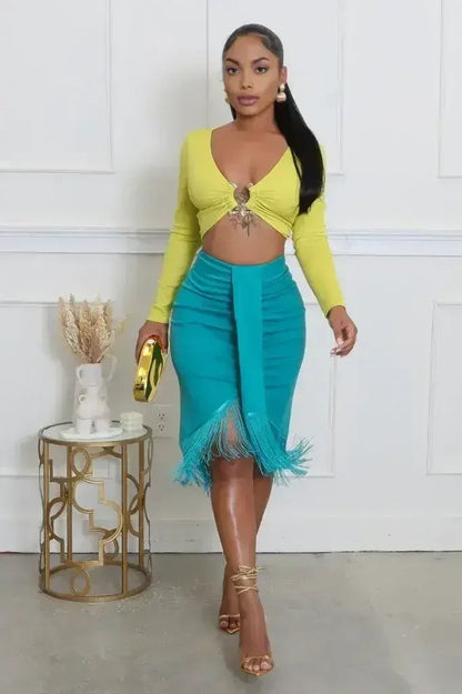 Jaded Fringe Skirt