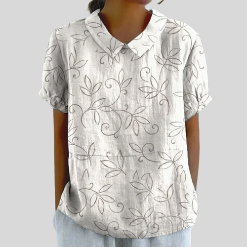 Édith | Minimalist Leaf Print Blouse
