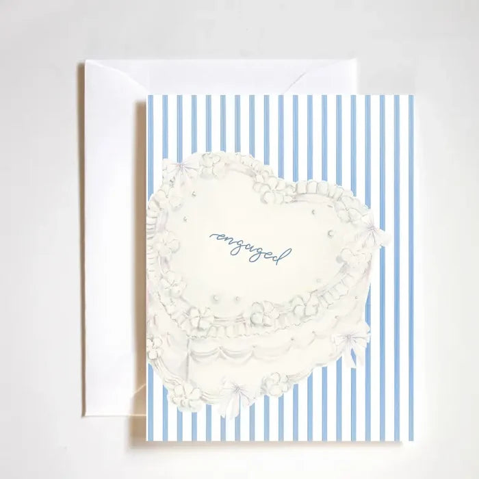 "Engagement Cake Card" – Sweet A2 card featuring celebratory cake and engagement theme

"Celebrate Engagement Greeting Card" – Luxe felt stock card perfect for congratulating newly engaged couples

"Boutique Engagement Stationery" – Festive, hand-crafted card with cake illustration and white envelope