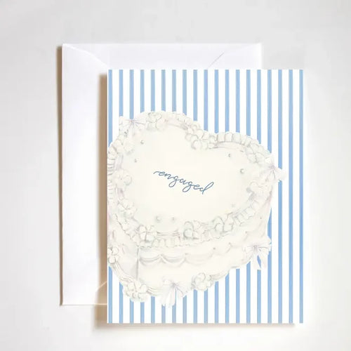 "Engagement Cake Card" – Sweet A2 card featuring celebratory cake and engagement theme

"Celebrate Engagement Greeting Card" – Luxe felt stock card perfect for congratulating newly engaged couples

"Boutique Engagement Stationery" – Festive, hand-crafted card with cake illustration and white envelope