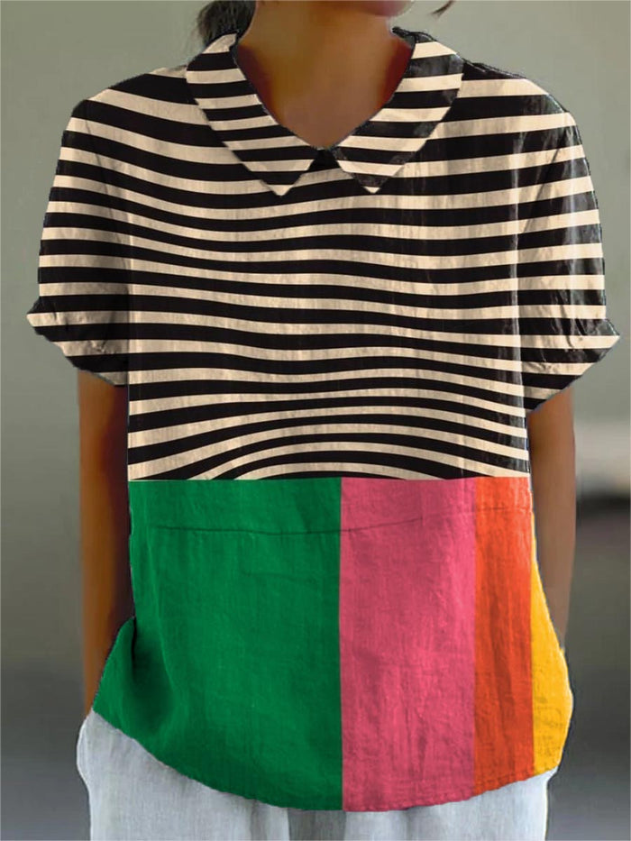 Eva | Bold Striped Shirt and Color Block
