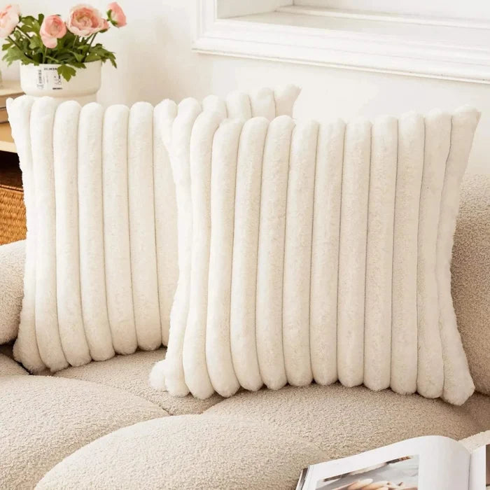 Faux Rabbit Fur Square Cushion Cover