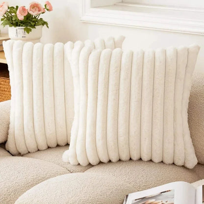 Faux Rabbit Fur Square Cushion Cover