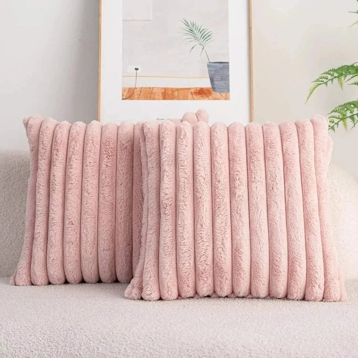 Faux Rabbit Fur Square Cushion Cover