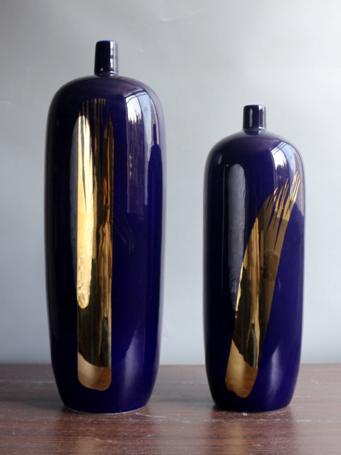 Tall floor-standing ceramic vase with glossy finish for modern living room decor