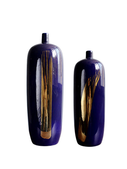 Tall floor-standing ceramic vase with glossy finish for living room decor