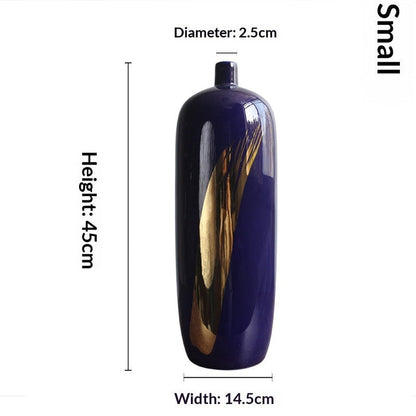 Tall floor-standing ceramic vase with glossy finish for living room decor