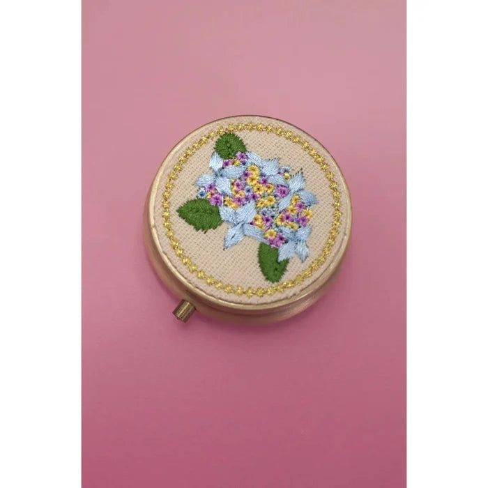 Floral Embroidery Jewelry Organizer with Mirror