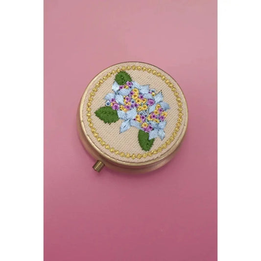 Floral Embroidery Jewelry Organizer with Mirror