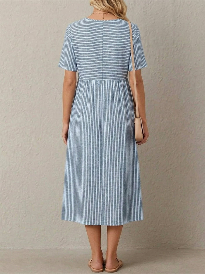 Françoise · Striped midi dress, loose fit and gathered
