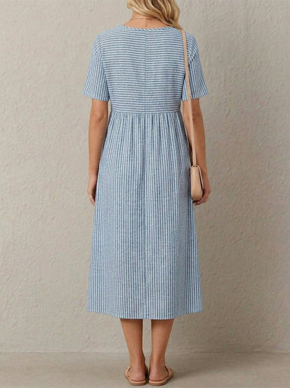 Françoise · Striped midi dress, loose fit and gathered